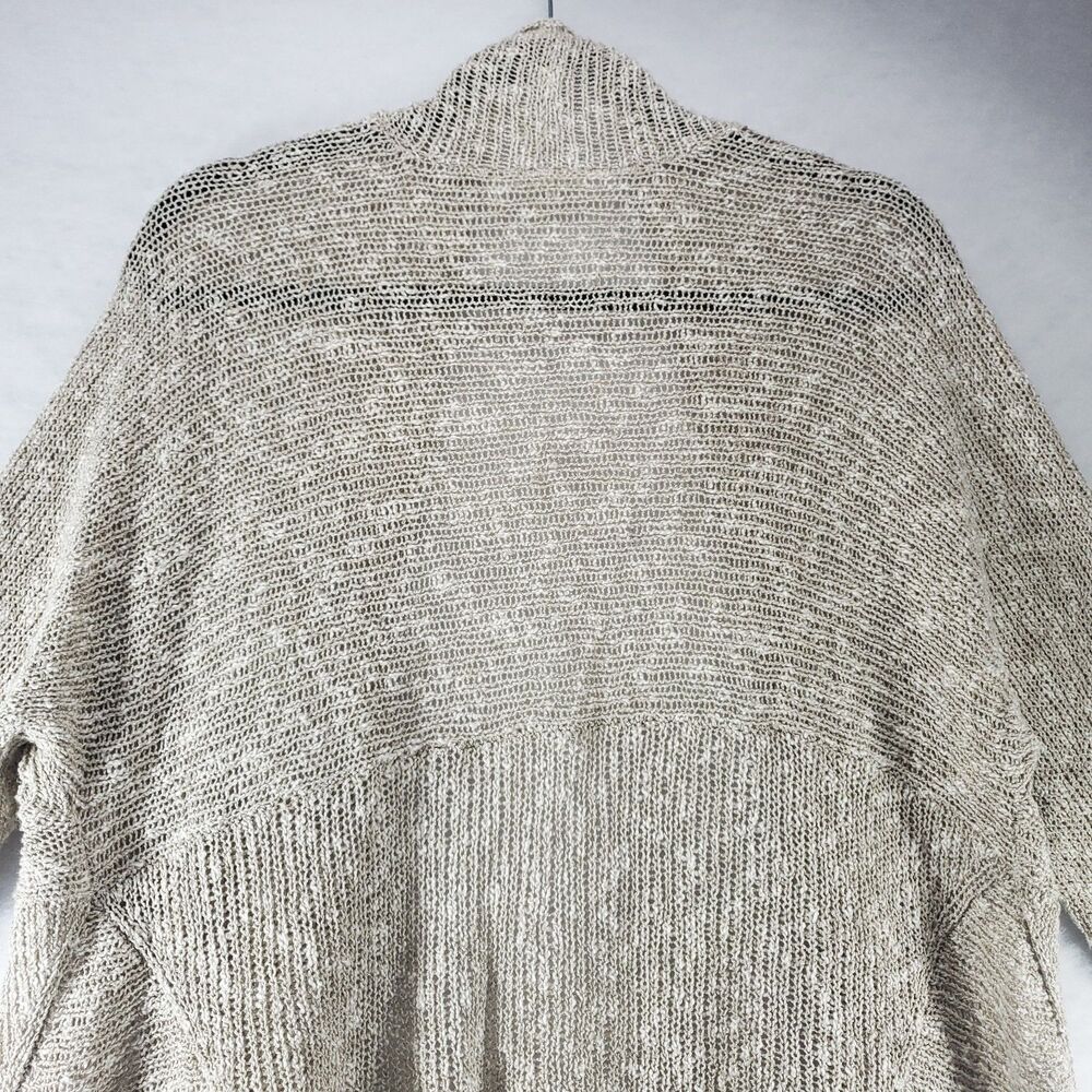 L Eileen Fisher Linen Blend Knit Cardigan Loose Open Front Trapeze Swing Natural - Picture 8 of 11
